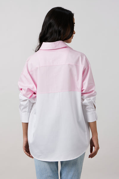 Pallavi Swadi Pastel Pink Block Shirt with Swarovski Collar indian designer wear online shopping melange singapore