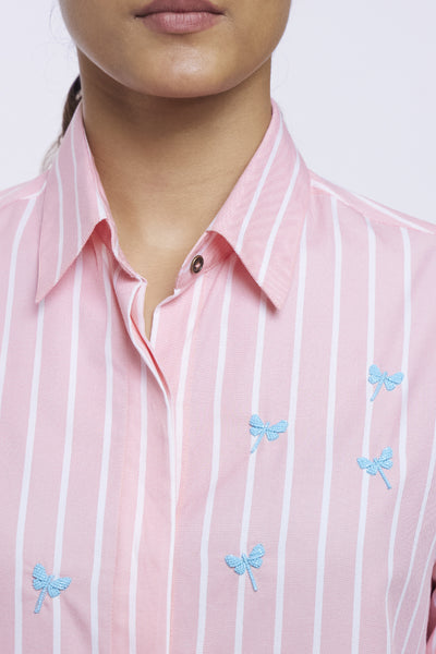 Pallavi Swadi Peach Stripe Dragonfly Pants Co-ord Set indian designer online shopping melange singapore