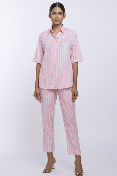 Pallavi Swadi Peach Stripe Dragonfly Pants Co-ord Set indian designer online shopping melange singapore