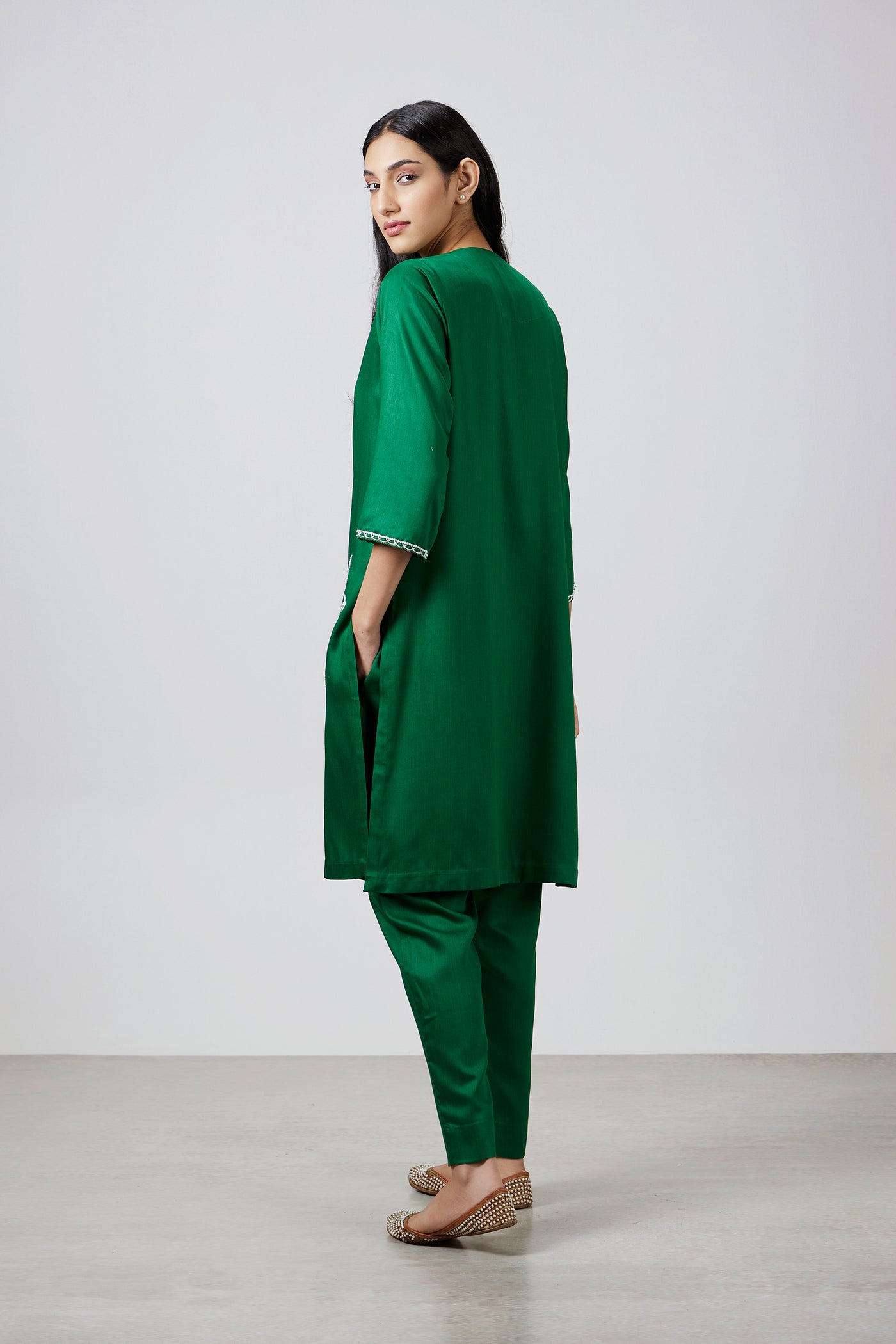 Pallavi Swadi Perla Emerald Kurta Set indian designer wear online shopping melange singapore