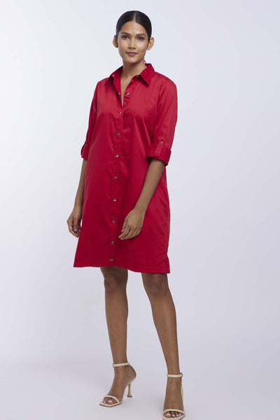 Pallavi Swadi Red Shirt Dress indian designer online shopping melange singapore