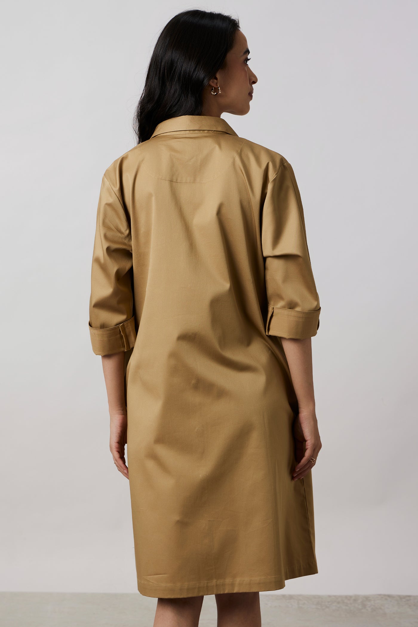 Pallavi Swadi Sand Collar Pocket Swarovski Shirt Dress indian designer wear online shopping melange singapore