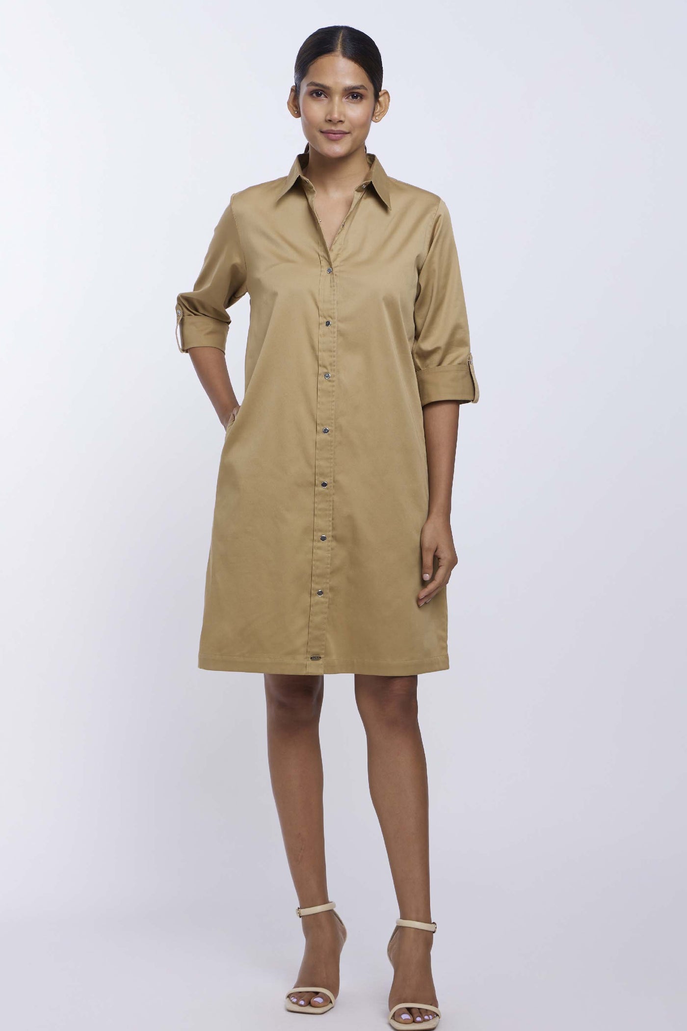 Pallavi Swadi Sand Shirt Dress indian designer online shopping melange singapore