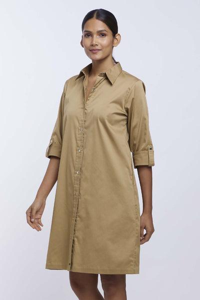 Pallavi Swadi Sand Shirt Dress indian designer online shopping melange singapore