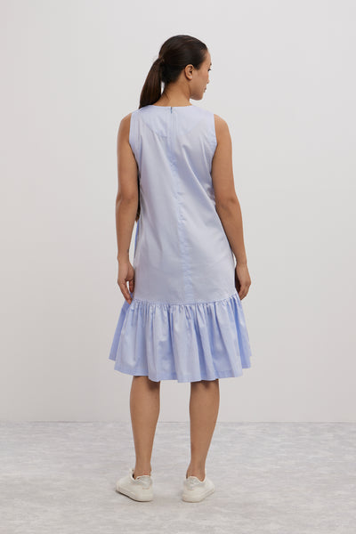 Pallavi Swadi Sky Blue Small Pearl Swarovski Heart Frill Dress indian designer wear online shopping melange singapore