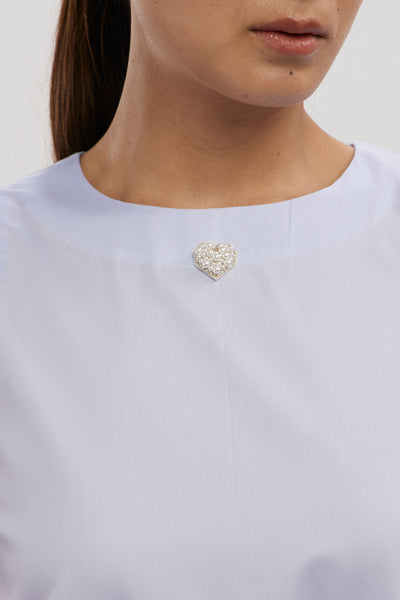 Pallavi Swadi Sky Blue Small Pearl Swarovski Heart Frill Dress indian designer wear online shopping melange singapore