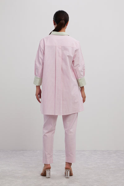 Pallavi Swadi Stripe Pearl Swarovski Pocket Shirt indian designer wear online shopping melange singapore