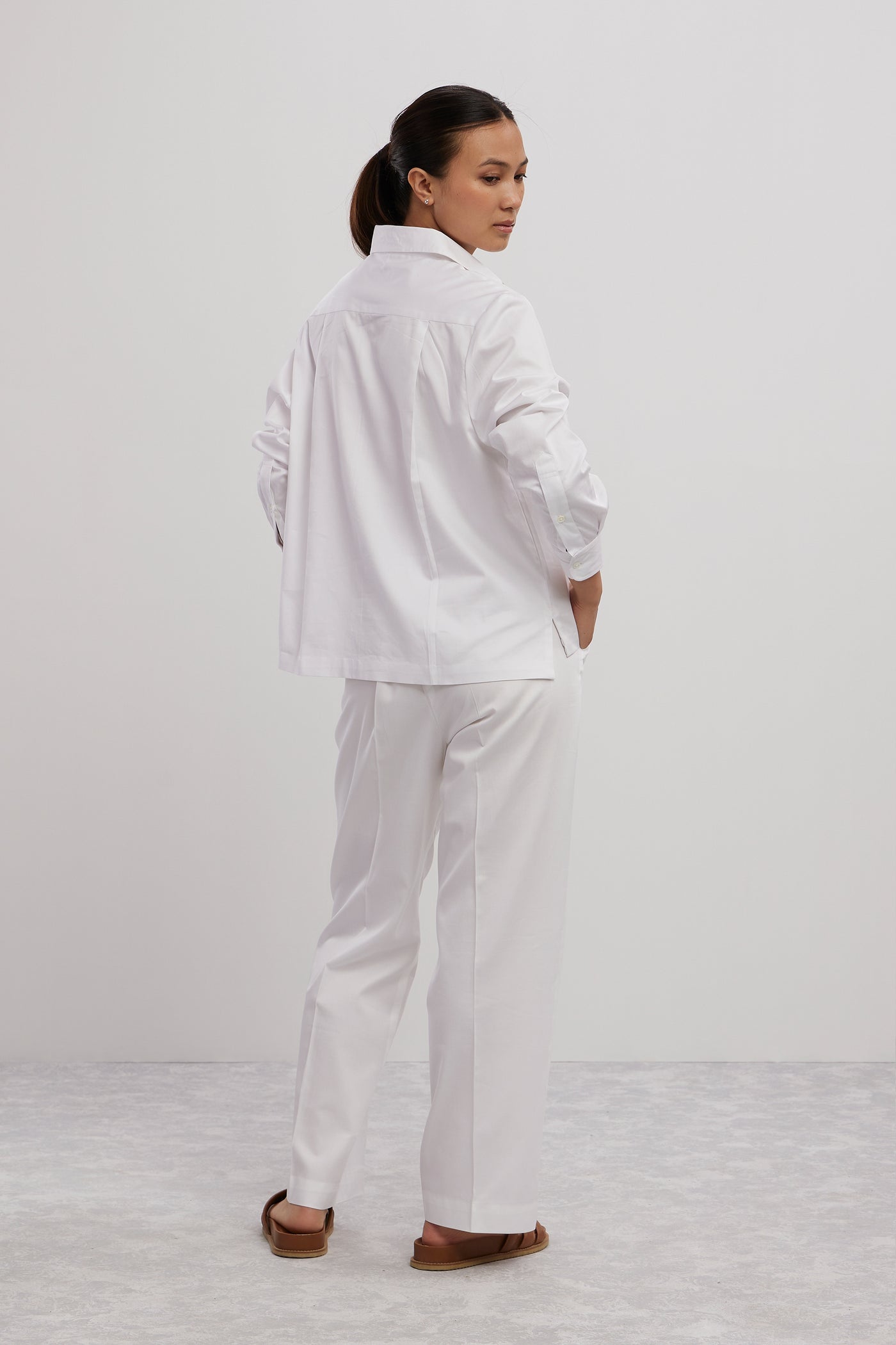 Pallavi Swadi White Swarovski Heart Crop Shirt With Loose Pants indian designer wear online shopping melange singapore