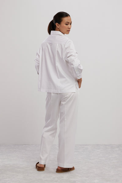 Pallavi Swadi White Swarovski Heart Crop Shirt With Loose Pants indian designer wear online shopping melange singapore