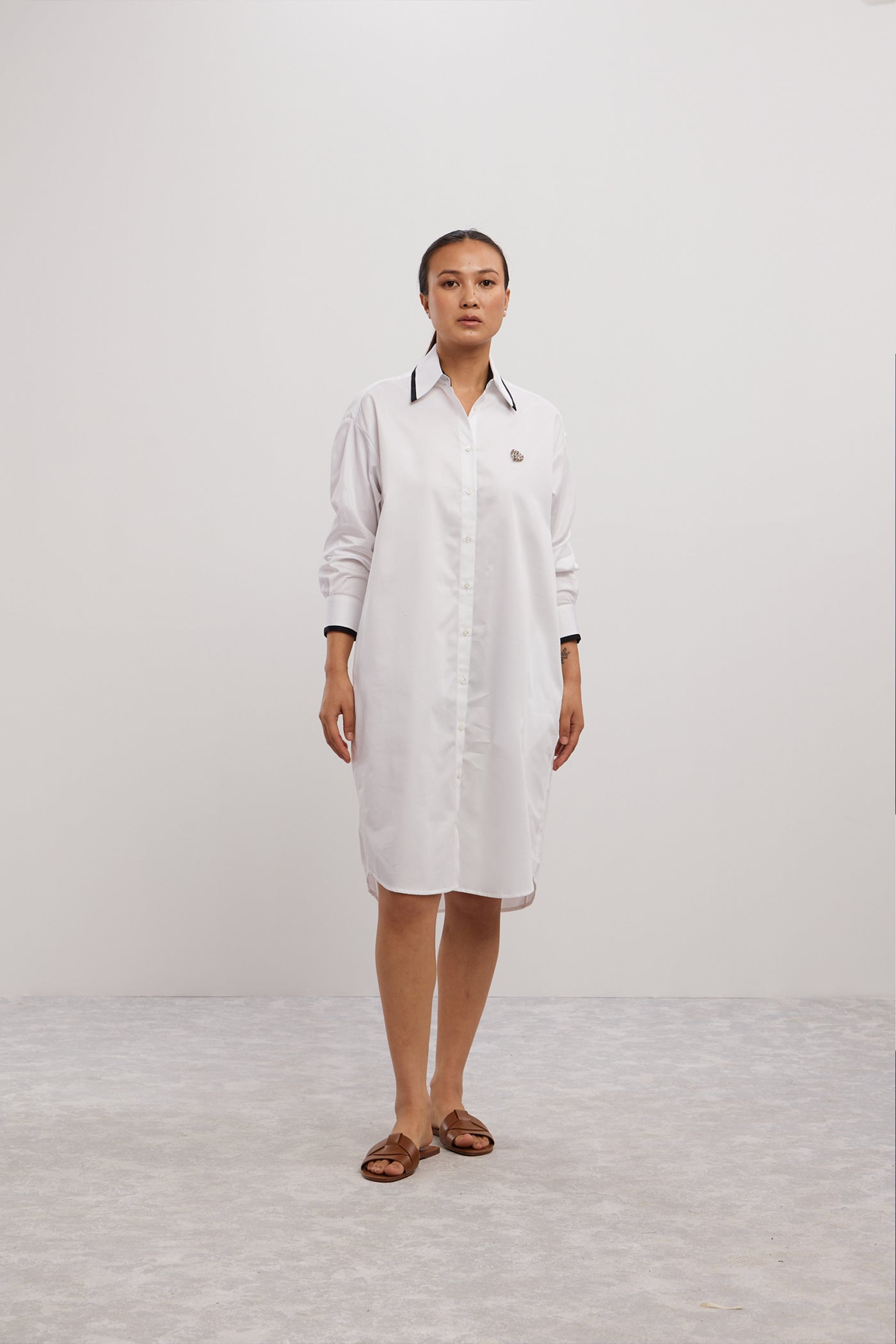 Pallavi Swadi White Tuxedo Swarovski Heart Shirt Dress indian designer wear online shopping melange singapore