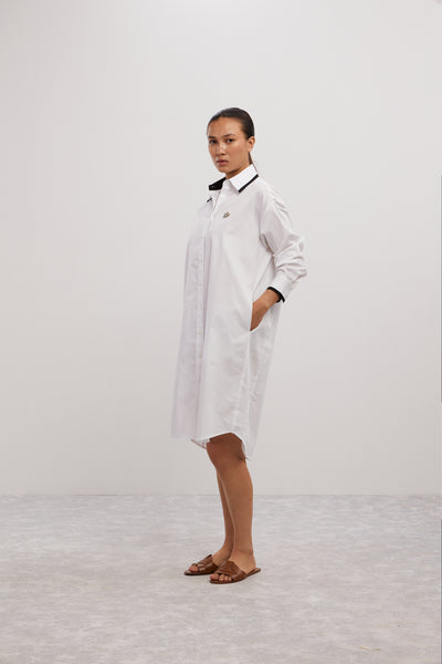Pallavi Swadi White Tuxedo Swarovski Heart Shirt Dress indian designer wear online shopping melange singapore