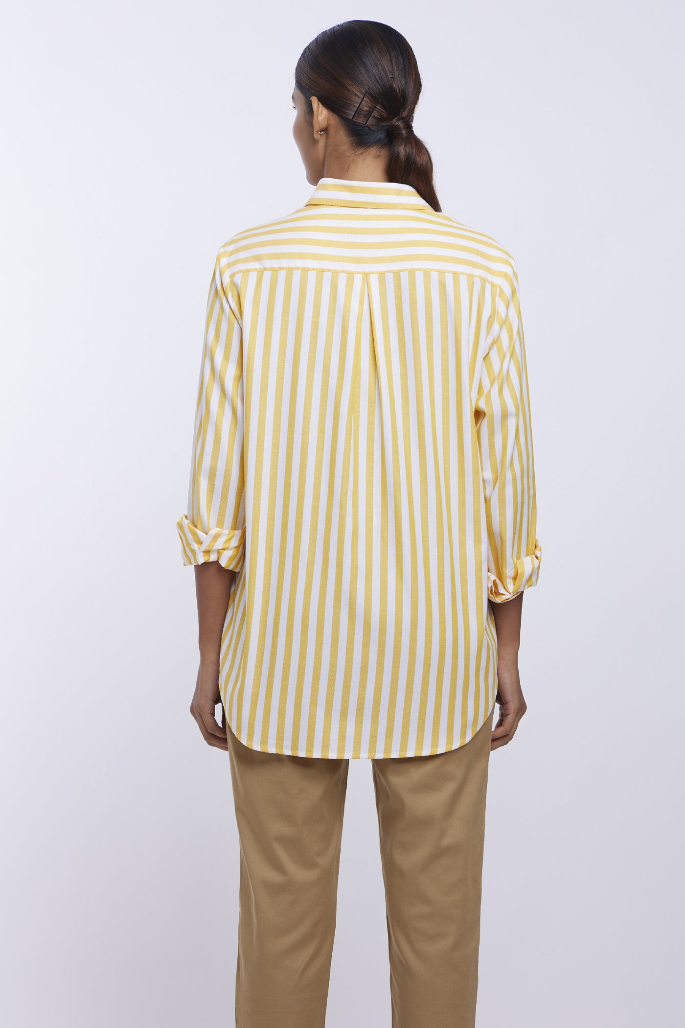 Pallavi Swadi Yellow Stripe Swarovski Beetle Shirt indian designer online shopping melange singapore