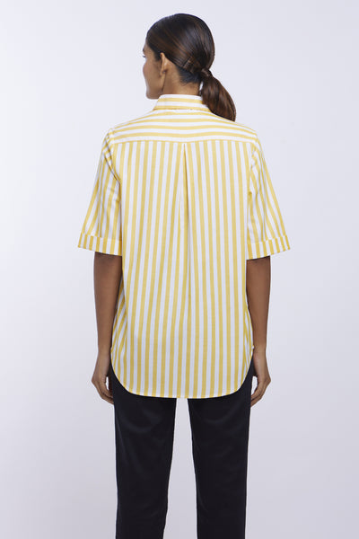 Pallavi Swadi Yellow Stripe Thunderbolt Shirt indian designer online shopping melange singapore