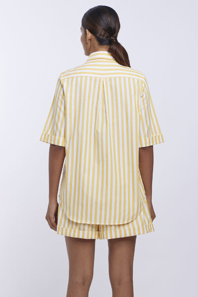 Pallavi Swadi Yellow Stripe Thunderbolt Shorts Co-ord Set indian designer online shopping melange singapore