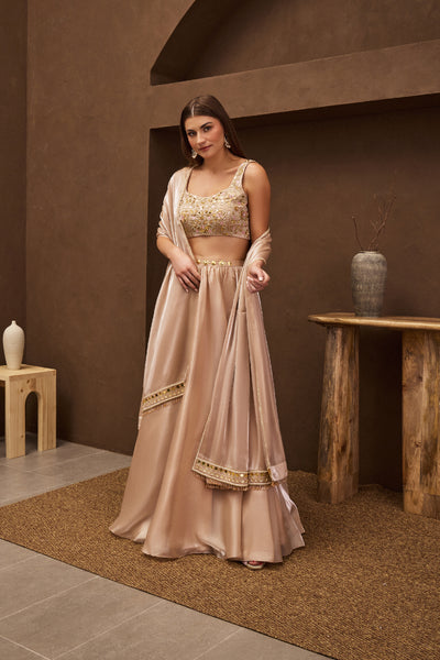 Papa Dont Preach Almost Apricot Lehenga Set indian designer wear online shopping melange singapore