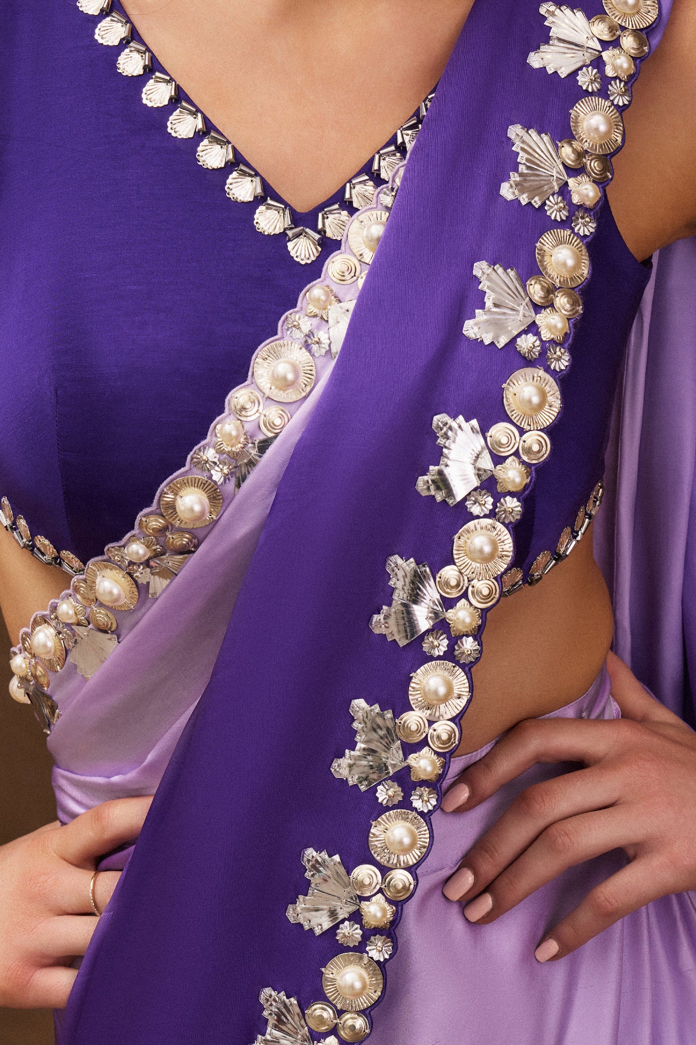 Papa Dont Preach Crown Jewel Pre-stitched Saree indian designer wear online shopping melange singapore