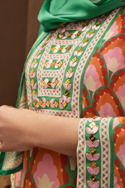 Papa Dont Preach Saffron Safari  Kaftan indian designer wear online shopping melange singapore