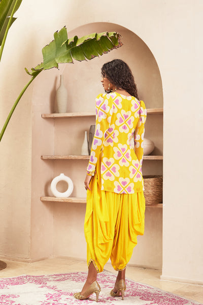 Papa dont preach Ambre Yellow Tunic with Dhoti Pant Set indian designer wear online shopping melange singapore 