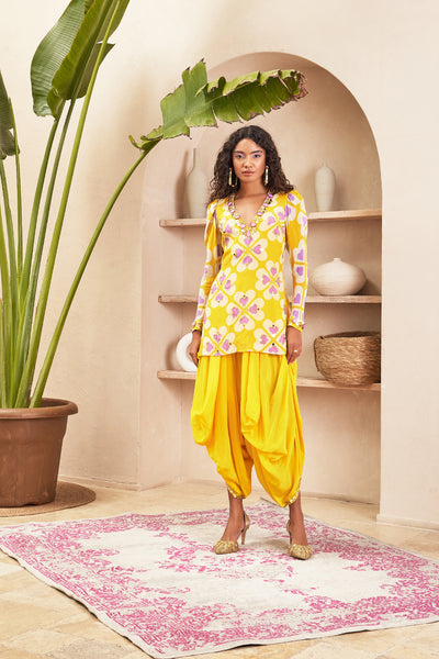 Papa dont preach Ambre Yellow Tunic with Dhoti Pant Set indian designer wear online shopping melange singapore 