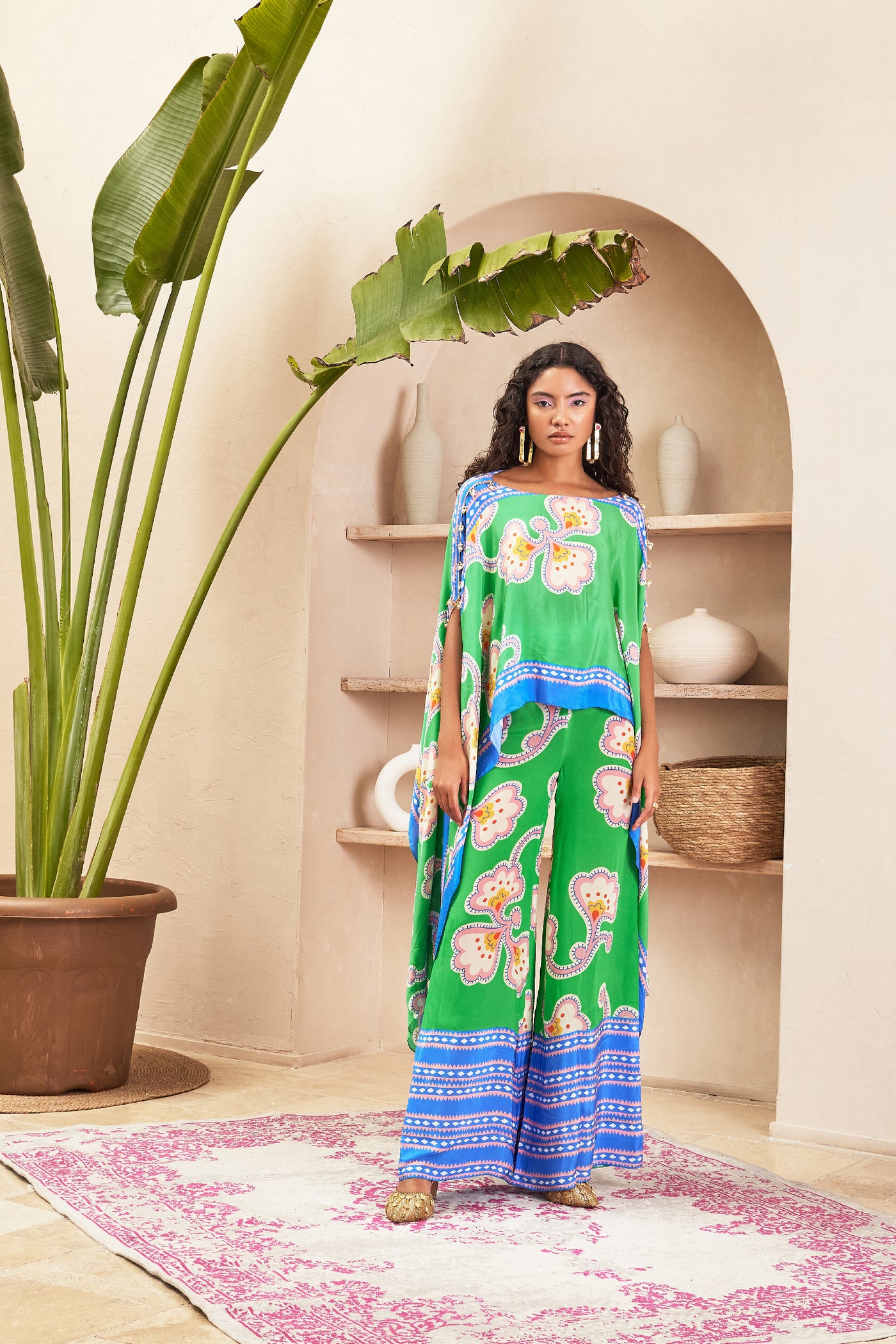 Papa dont preach Aster Green Kaftan Top Set indian designer wear online shopping melange singapore 