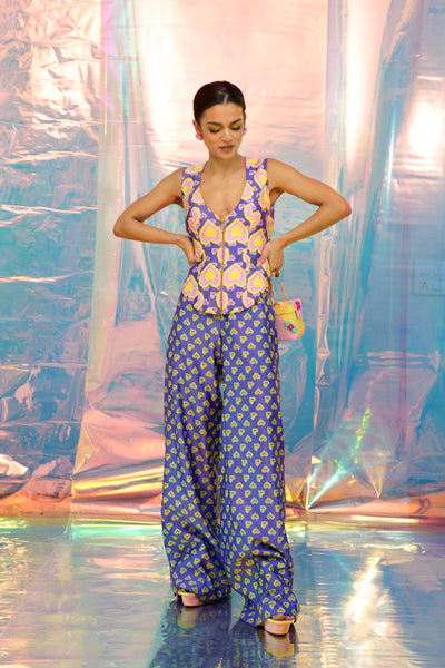 Papa dont preach Blue Flared Pants In Pac Street Girl indian designer wear online shopping melange singapore 