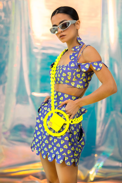 Papa dont preach Blue Scalloped Mini Skirt In Pac Street Girl indian designer wear online shopping melange singapore 