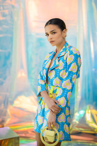 Papa dont preach Cerulean Blue Playsuit In Blinding Hearts indian designer wear online shopping melange singapore 