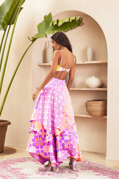 Papa dont preach Euthalia Lilac Layered Skirt with Bustier indian designer wear online shopping melange singapore