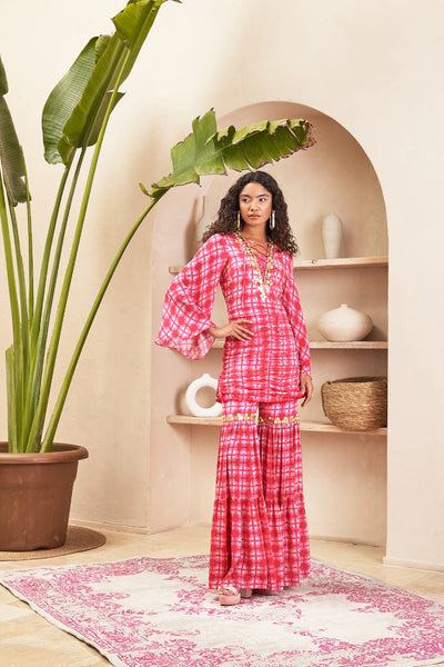 Papa dont preach Karen Pink Tunic And Pant Set indian designer wear online shopping melange singapore 