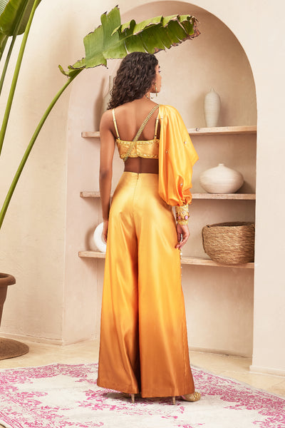 Papa dont preach Summer Gold Ombre Pant with Bustier And Solo Sleeve indian designer wear online shopping melange singapore