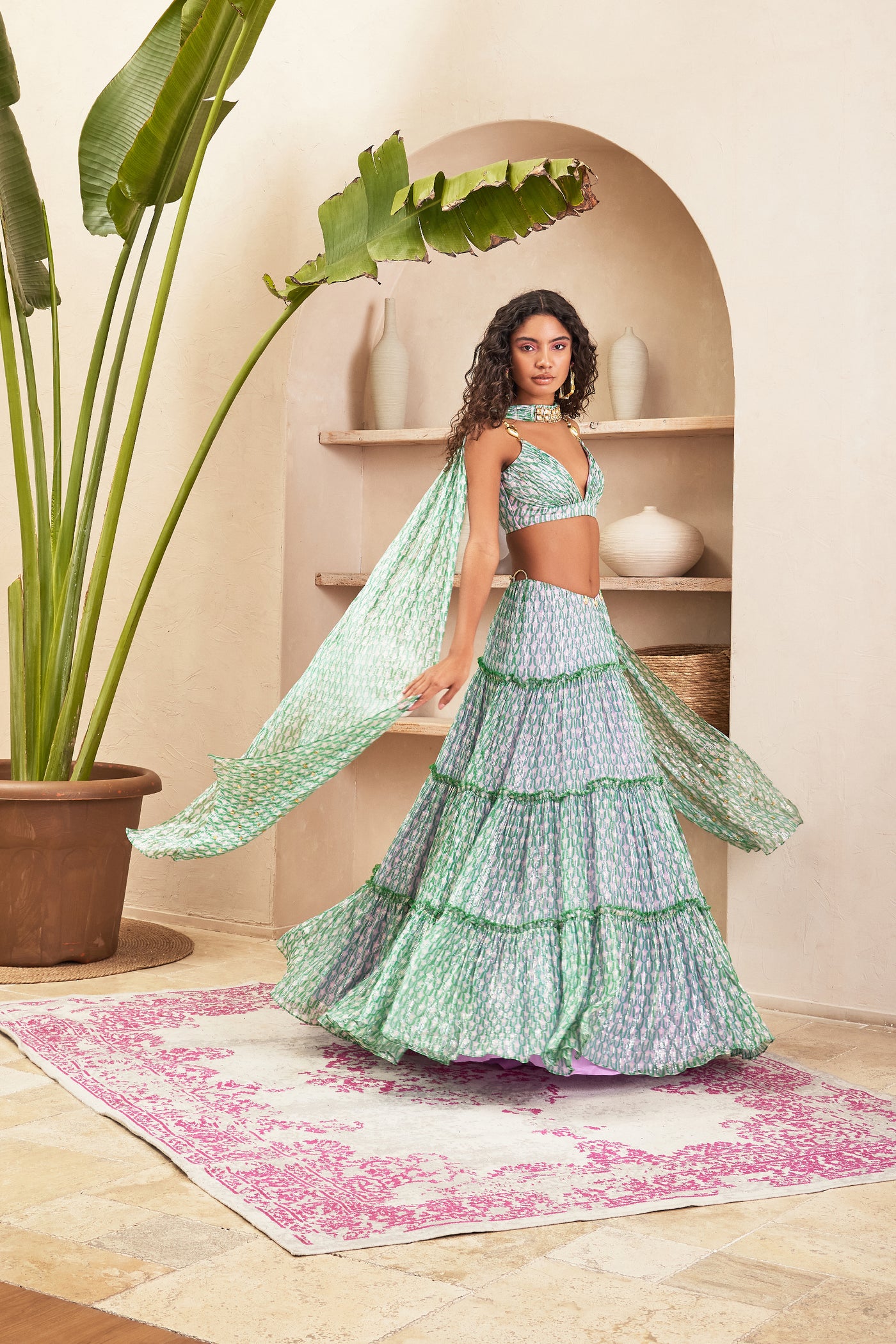 Papa dont preach Synthia Lilac Lehenga With Blouse And Dupatta indian designer wear online shopping melange singapore Front