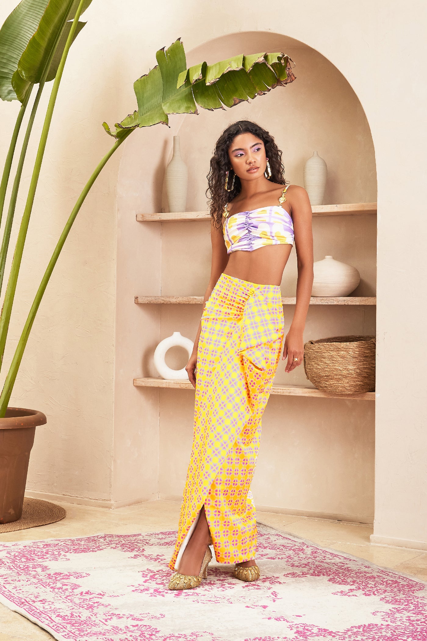 Papa dont preach Teresa Yellow Draped Skirt And Top Set indian designer wear online shopping melange singapore 