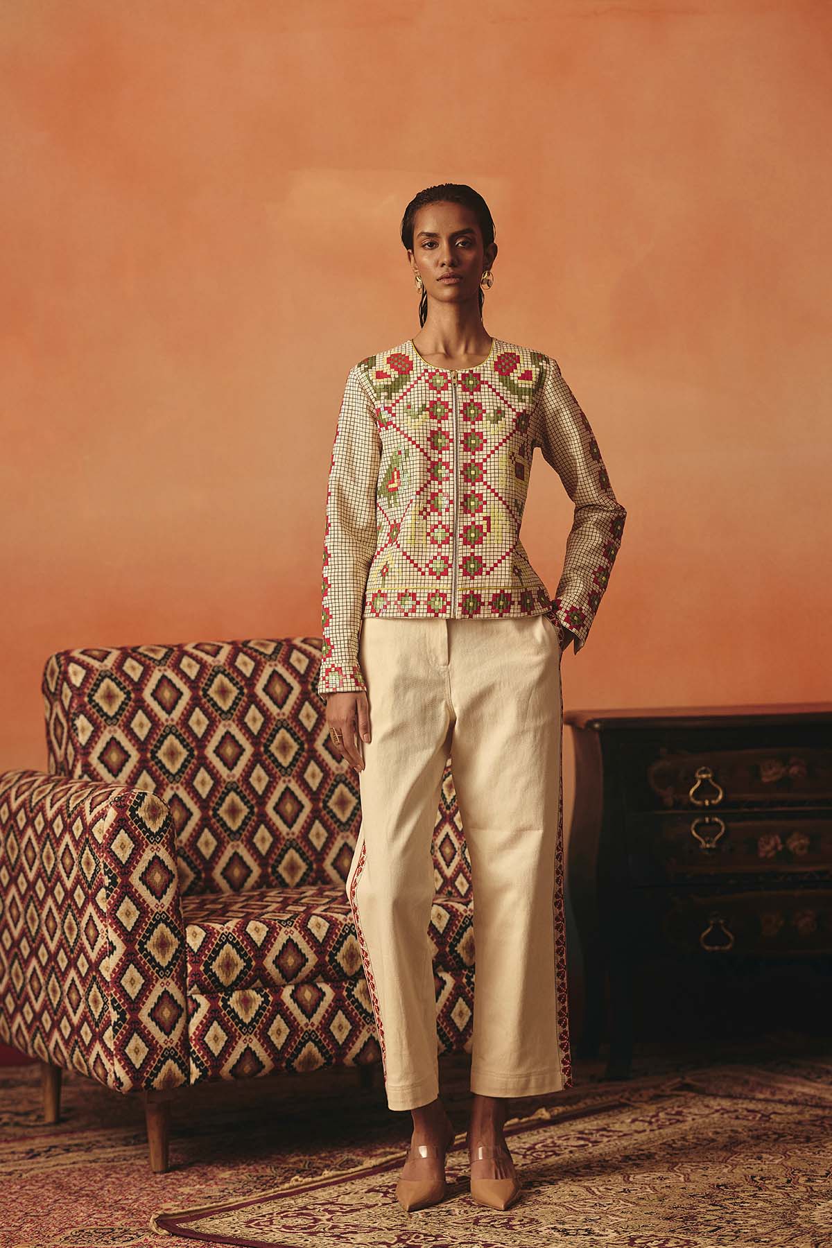 Pooja Rajgarhia Gupta Biege Denims indian designer wear online shopping melange singapore 