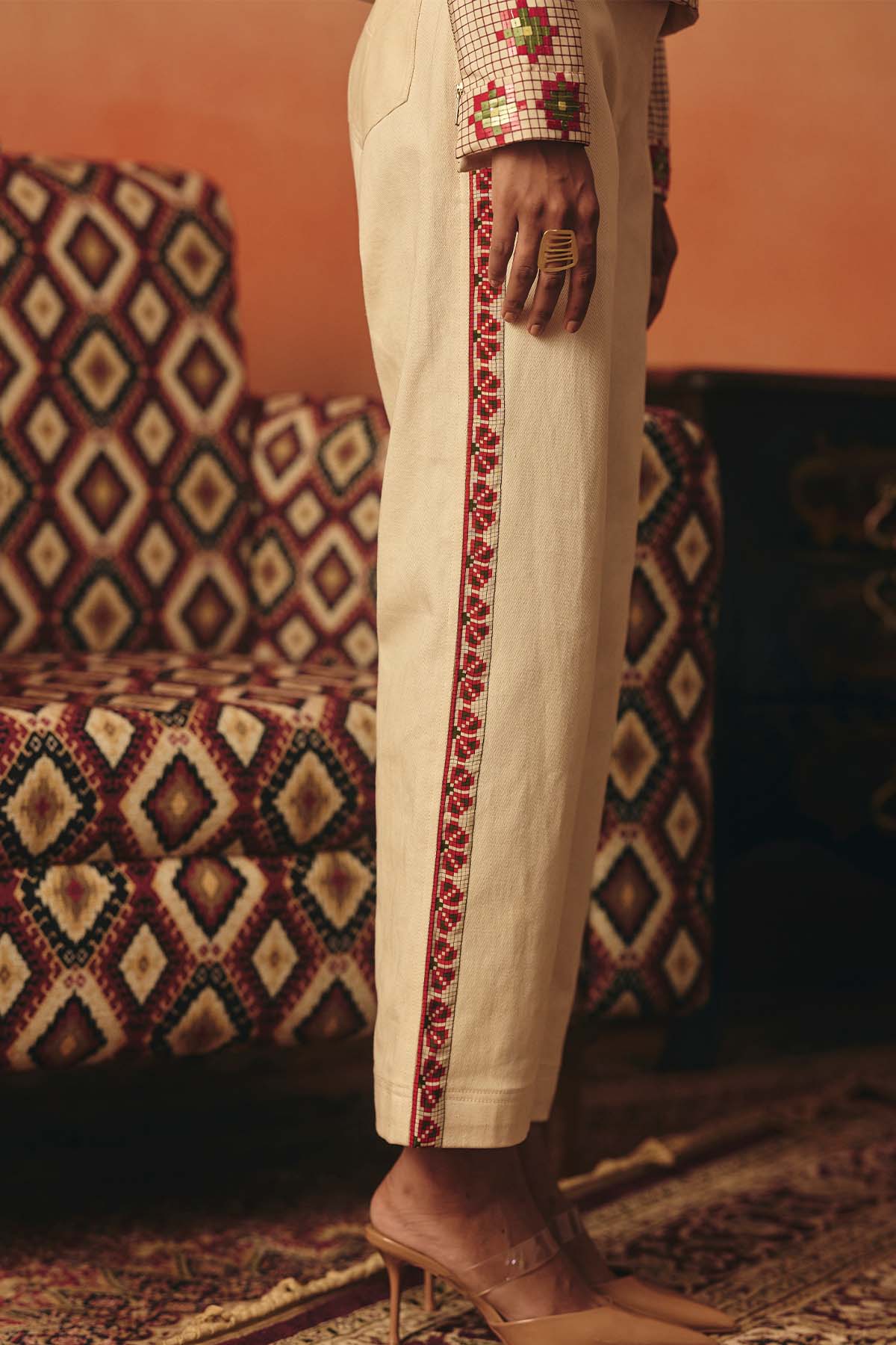 Pooja Rajgarhia Gupta Biege Denims indian designer wear online shopping melange singapore 