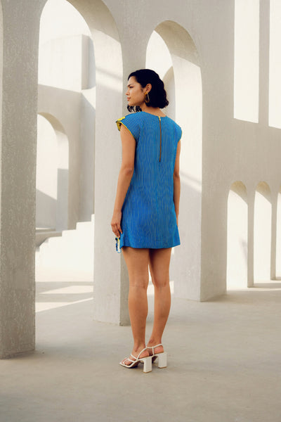 Pooja Rajgarhia Gupta Blue Caroline Power Dress indian designer wear online shopping melange singapore