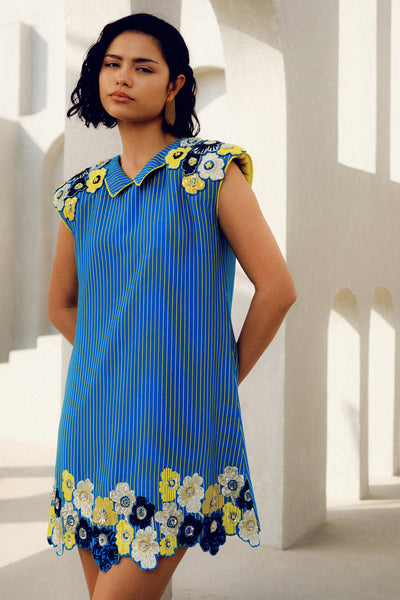 Pooja Rajgarhia Gupta Blue Caroline Power Dress indian designer wear online shopping melange singapore