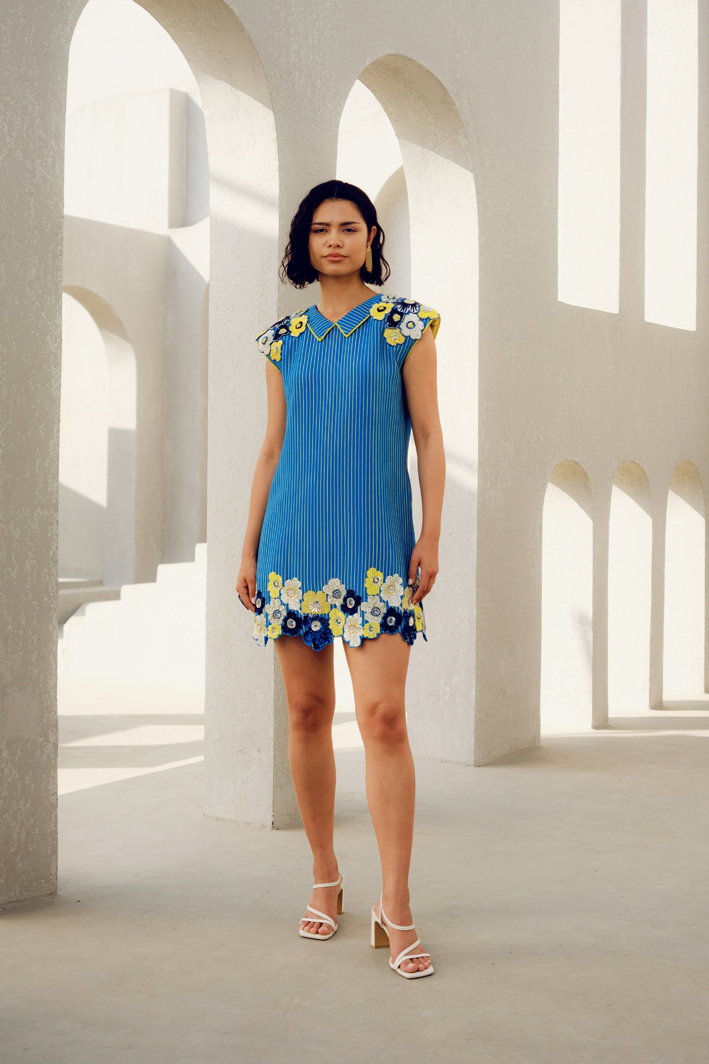 Pooja Rajgarhia Gupta Blue Caroline Power Dress indian designer wear online shopping melange singapore
