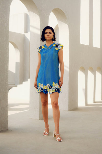 Pooja Rajgarhia Gupta Blue Caroline Power Dress indian designer wear online shopping melange singapore