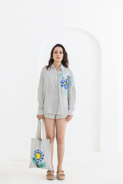 Pooja Rajgarhia Gupta Blue Flower Kimino Co-ord indian designer wear online shopping melange singapore