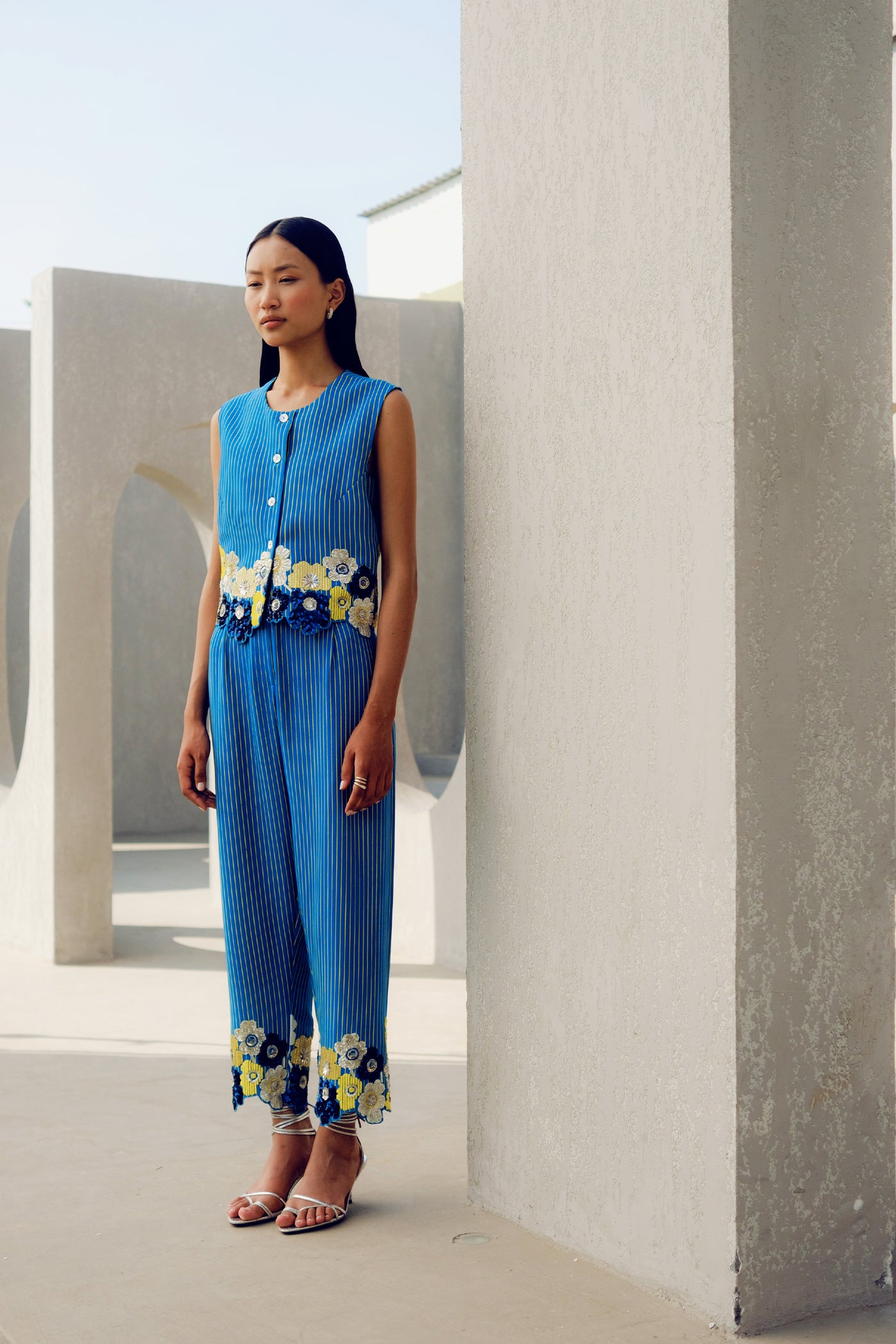 Pooja Rajgarhia Gupta Blue Margot Co-ord indian designer wear online shopping melange singapore