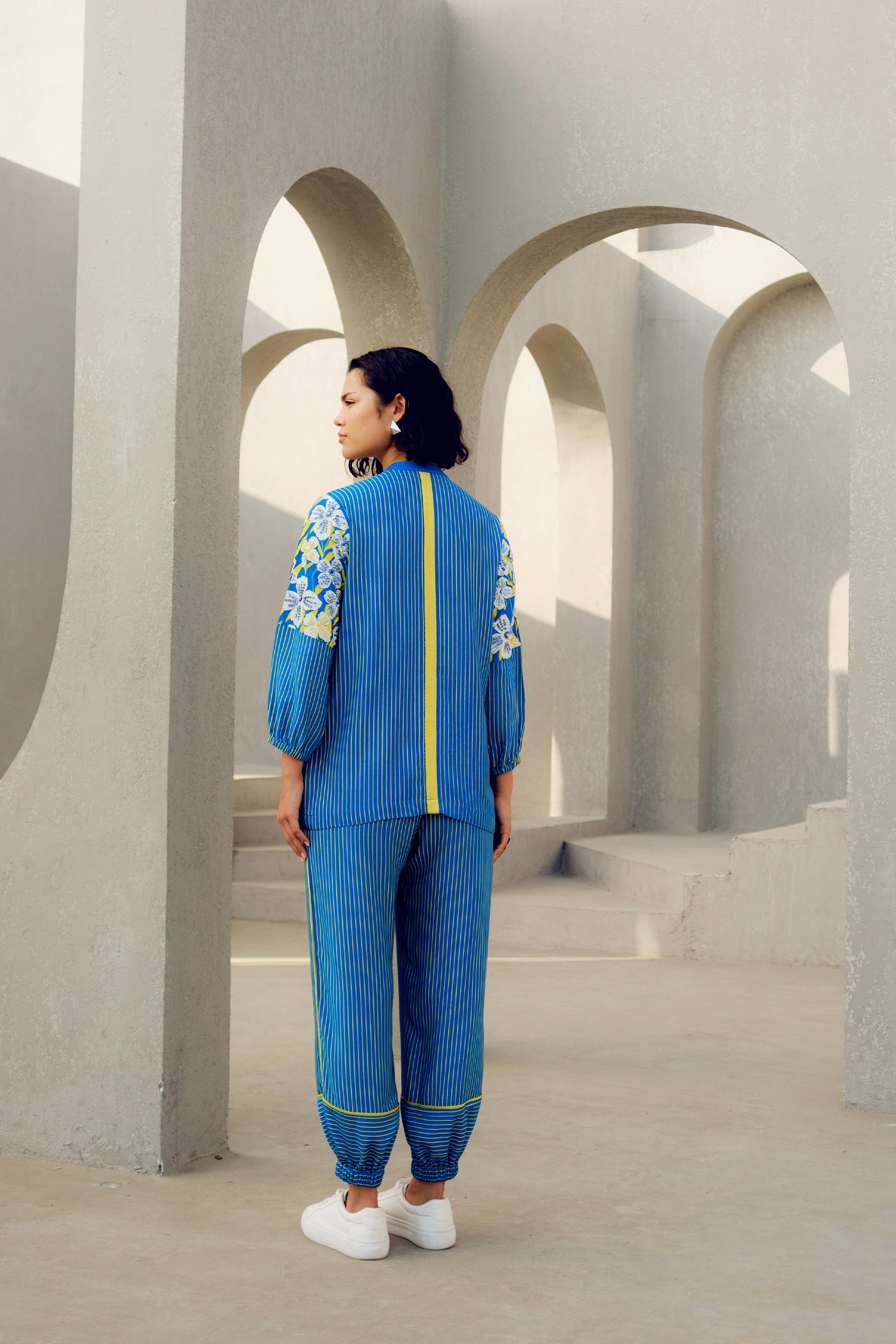 Pooja Rajgarhia Gupta Blue Print Plau Track Suit indian designer wear online shopping melange singapore