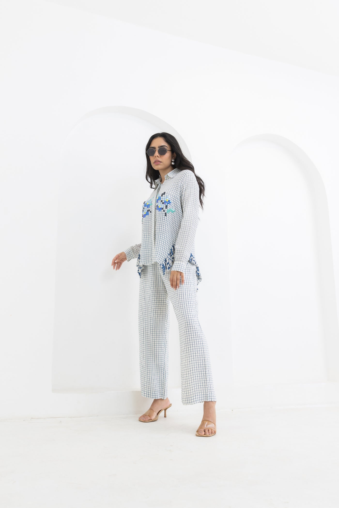 Pooja Rajgarhia Gupta Blue Side Frill Co-ord indian designer wear online shopping melange singapore