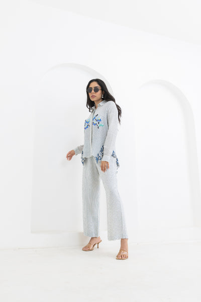 Pooja Rajgarhia Gupta Blue Side Frill Co-ord indian designer wear online shopping melange singapore