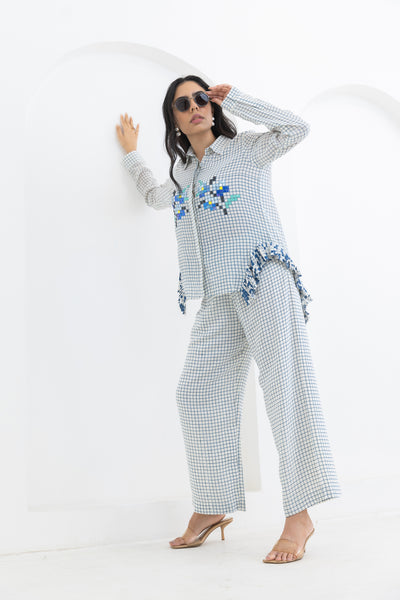 Pooja Rajgarhia Gupta Blue Side Frill Co-ord indian designer wear online shopping melange singapore