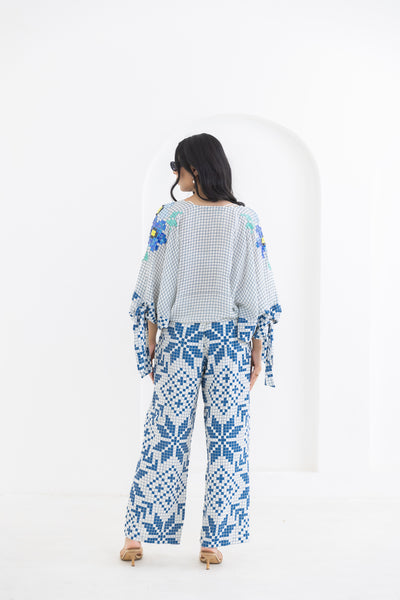 Pooja Rajgarhia Gupta Blue Sleeve Knot Co-ord indian designer wear online shopping melange singapore