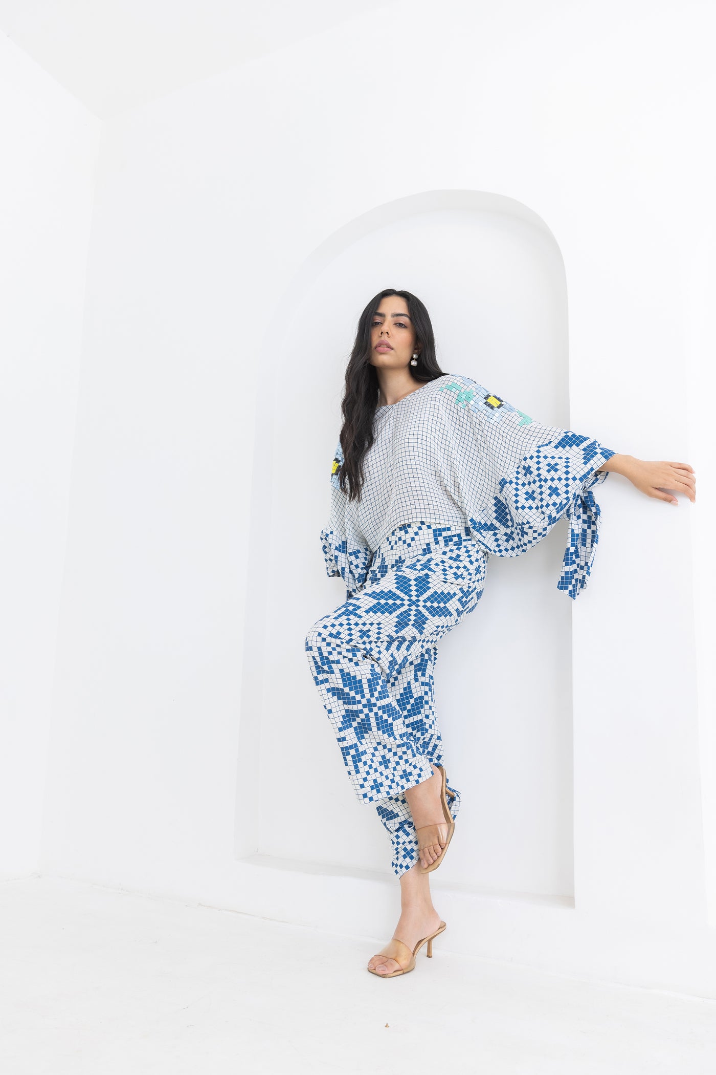 Pooja Rajgarhia Gupta Blue Sleeve Knot Co-ord indian designer wear online shopping melange singapore