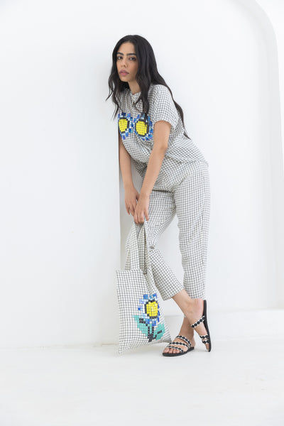Pooja Rajgarhia Gupta Blue Sunflower Co-ord indian designer wear online shopping melange singapore