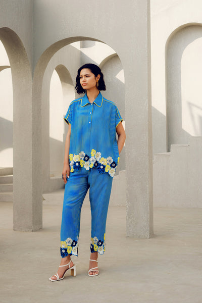 Pooja Rajgarhia Gupta Blue Sylvie Shirt indian designer wear online shopping melange singapore