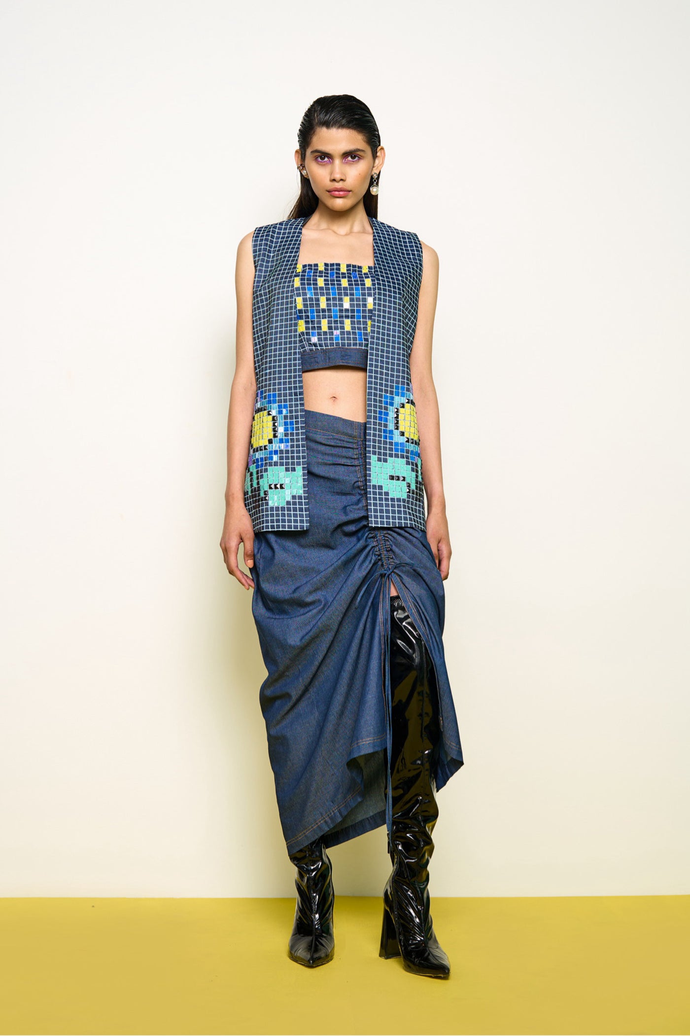 Pooja Rajgarhia Gupta Denim Firefly Bustier indian designer wear online shopping melange singapore
