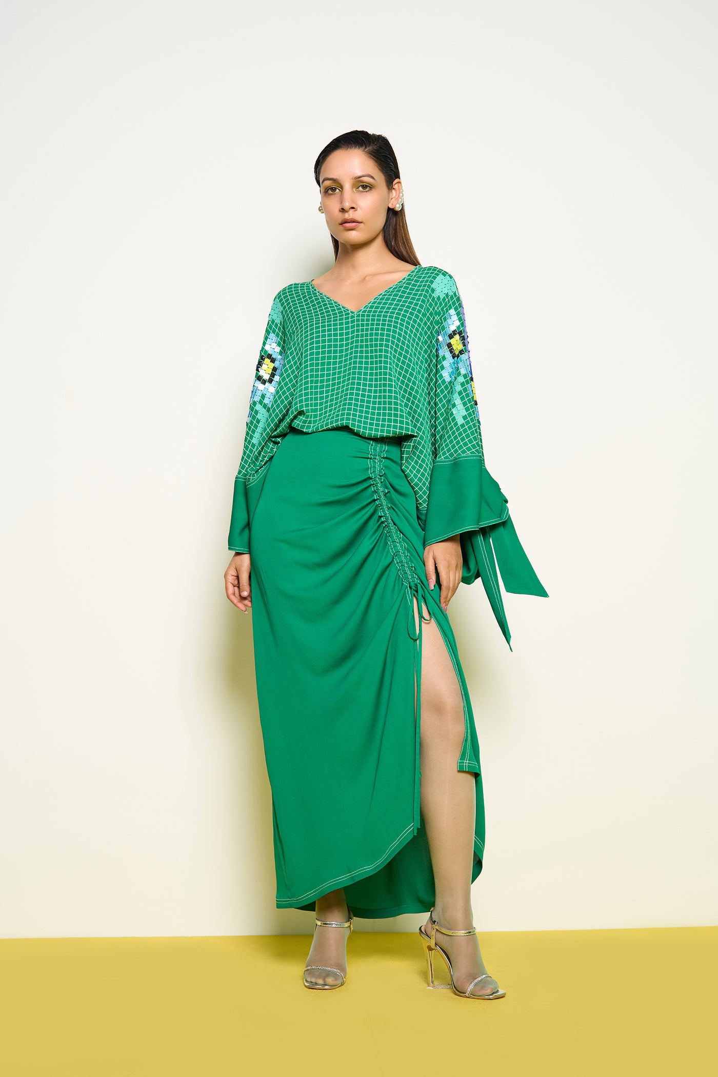 Pooja Rajgarhia Gupta Green Butterfly Shirt indian designer wear online shopping melange singapore